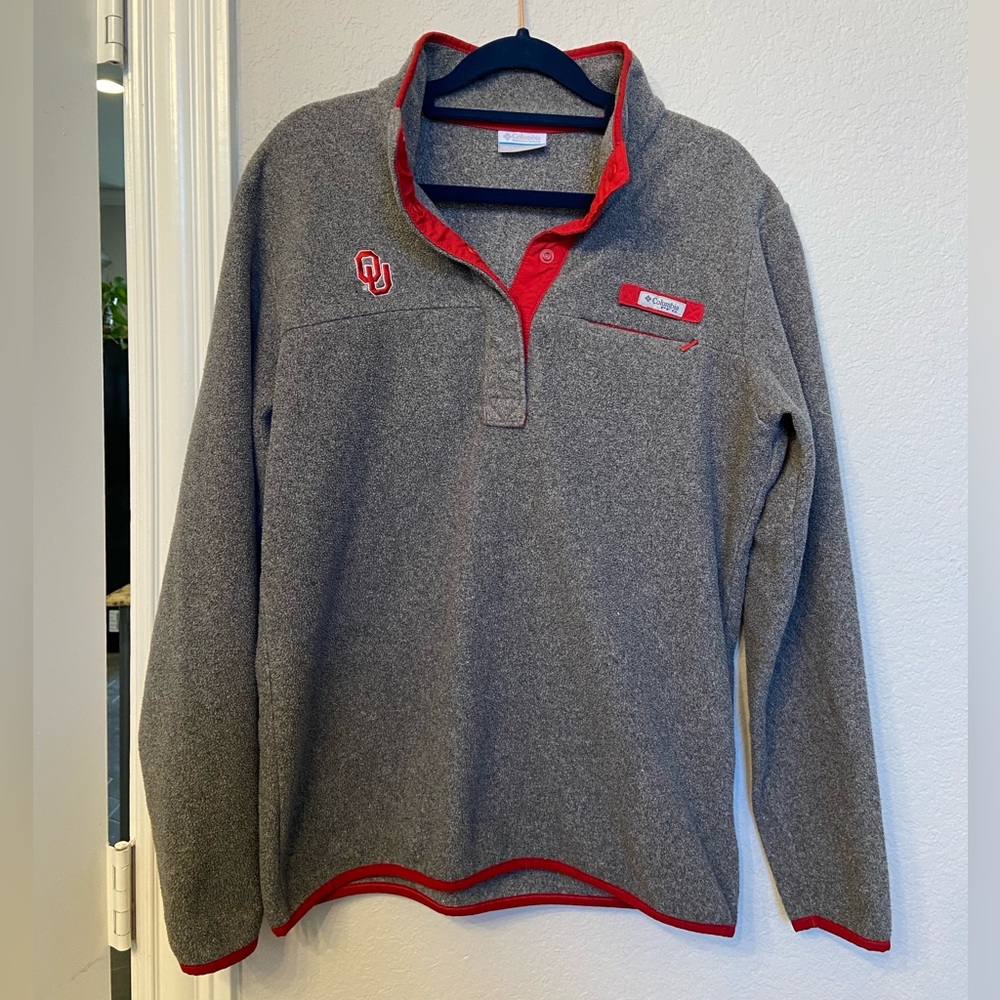 Columbia OU Sooners 1/4 Zip Fleece Pullover Size Large